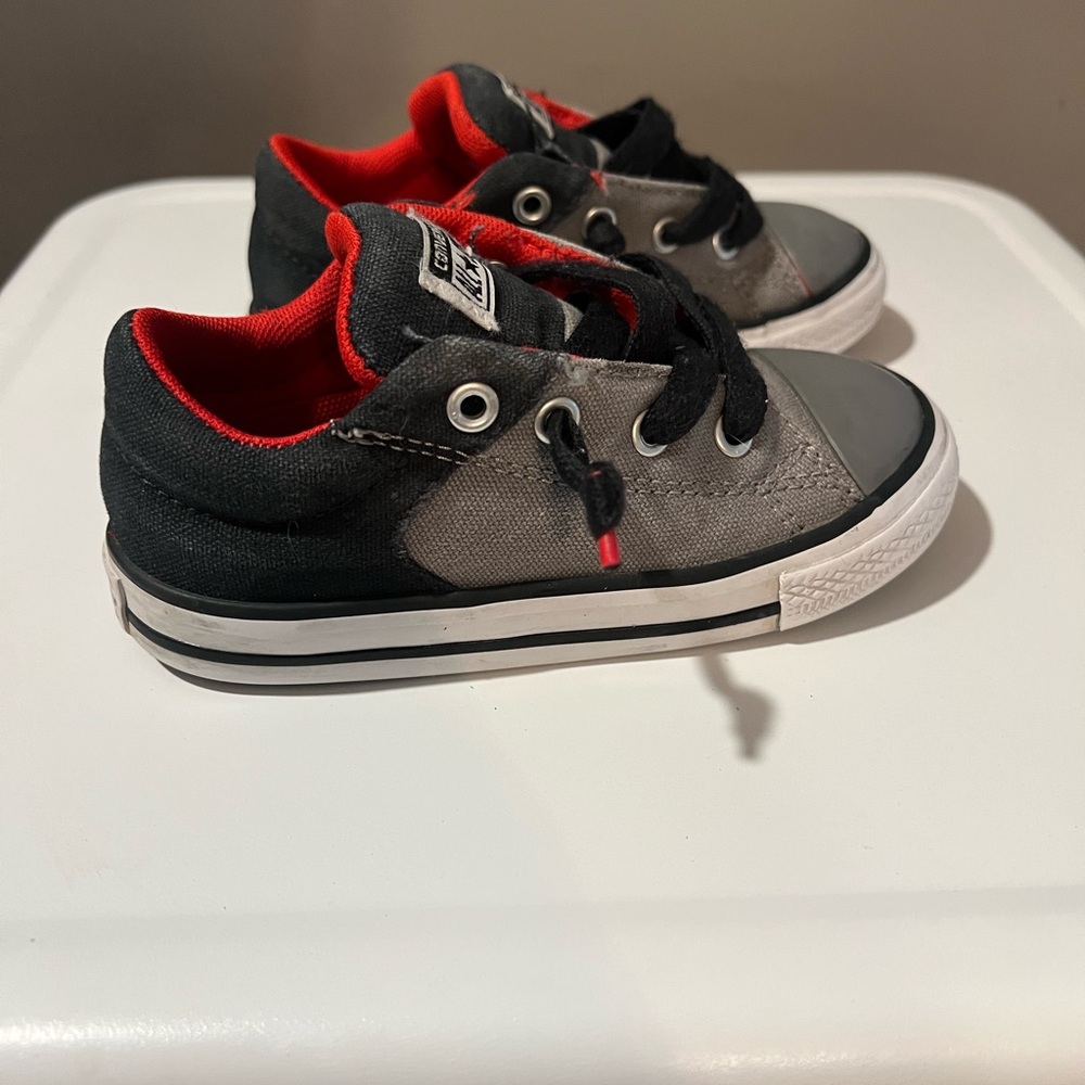 Converse All Star Chuck Taylor Toddler Black Red and Gray Sneakers